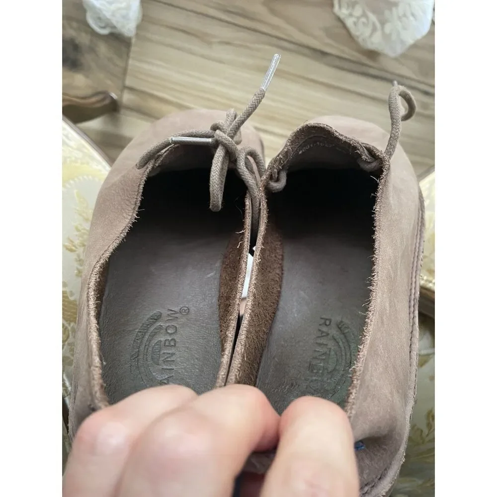 Rainbow  Men’s Leather Lace-Up Shoes Men’s M9 Natural Brown Moccasin Style